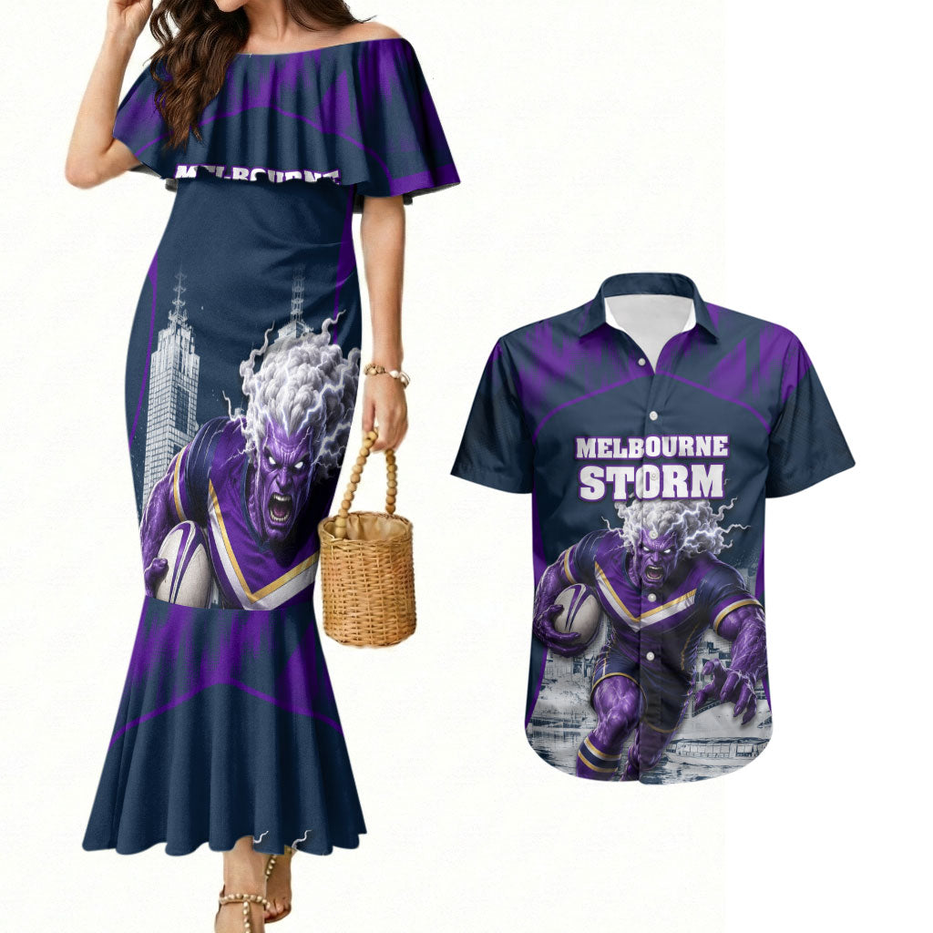 Personalised Sharks Rugby Couples Matching Mermaid Dress and Hawaiian Shirt Storm Monster Mascot City Skyline 3D Graphic