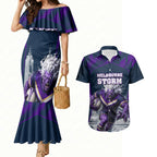 Personalised Sharks Rugby Couples Matching Mermaid Dress and Hawaiian Shirt Storm Monster Mascot City Skyline 3D Graphic