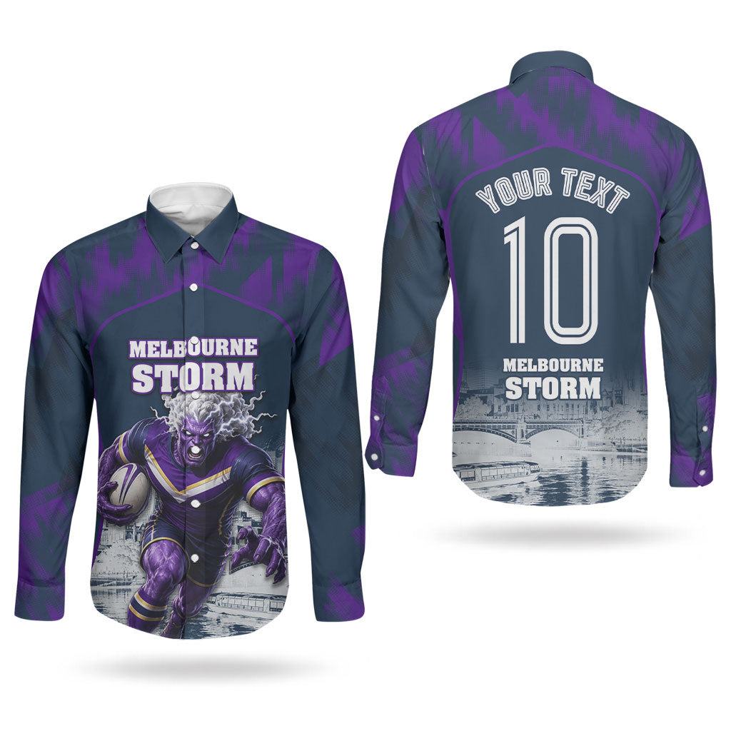 Personalised Sharks Rugby Couples Matching Off Shoulder Maxi Dress and Long Sleeve Button Shirt Storm Monster Mascot City Skyline 3D Graphic