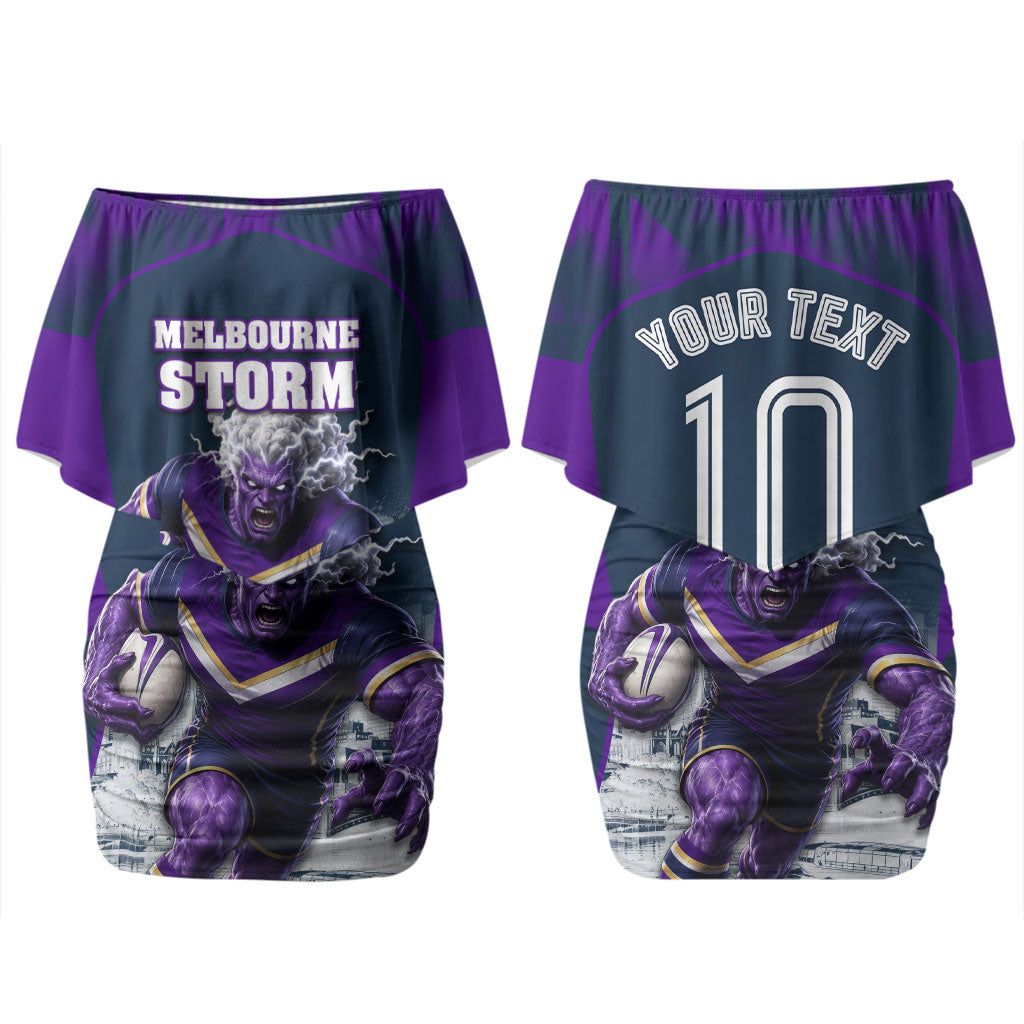 Personalised Sharks Rugby Couples Matching Off Shoulder Short Dress and Hawaiian Shirt Storm Monster Mascot City Skyline 3D Graphic