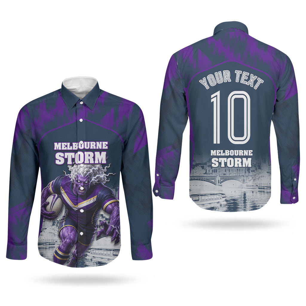 Personalised Sharks Rugby Couples Matching Off Shoulder Short Dress and Long Sleeve Button Shirt Storm Monster Mascot City Skyline 3D Graphic