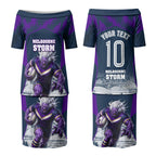 Personalised Sharks Rugby Couples Matching Puletasi and Hawaiian Shirt Storm Monster Mascot City Skyline 3D Graphic