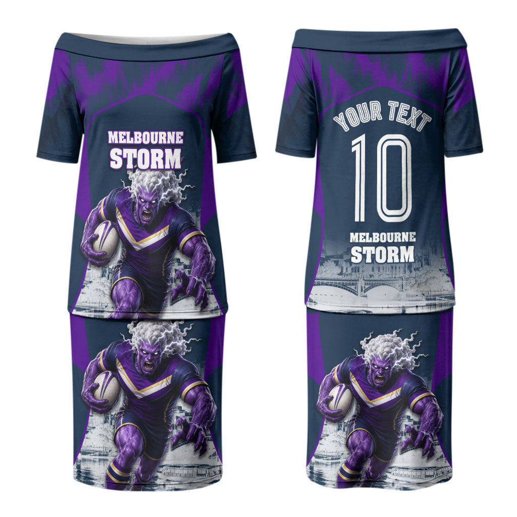 Personalised Sharks Rugby Couples Matching Puletasi and Long Sleeve Button Shirt Storm Monster Mascot City Skyline 3D Graphic