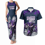Personalised Sharks Rugby Couples Matching Tank Maxi Dress and Hawaiian Shirt Storm Monster Mascot City Skyline 3D Graphic