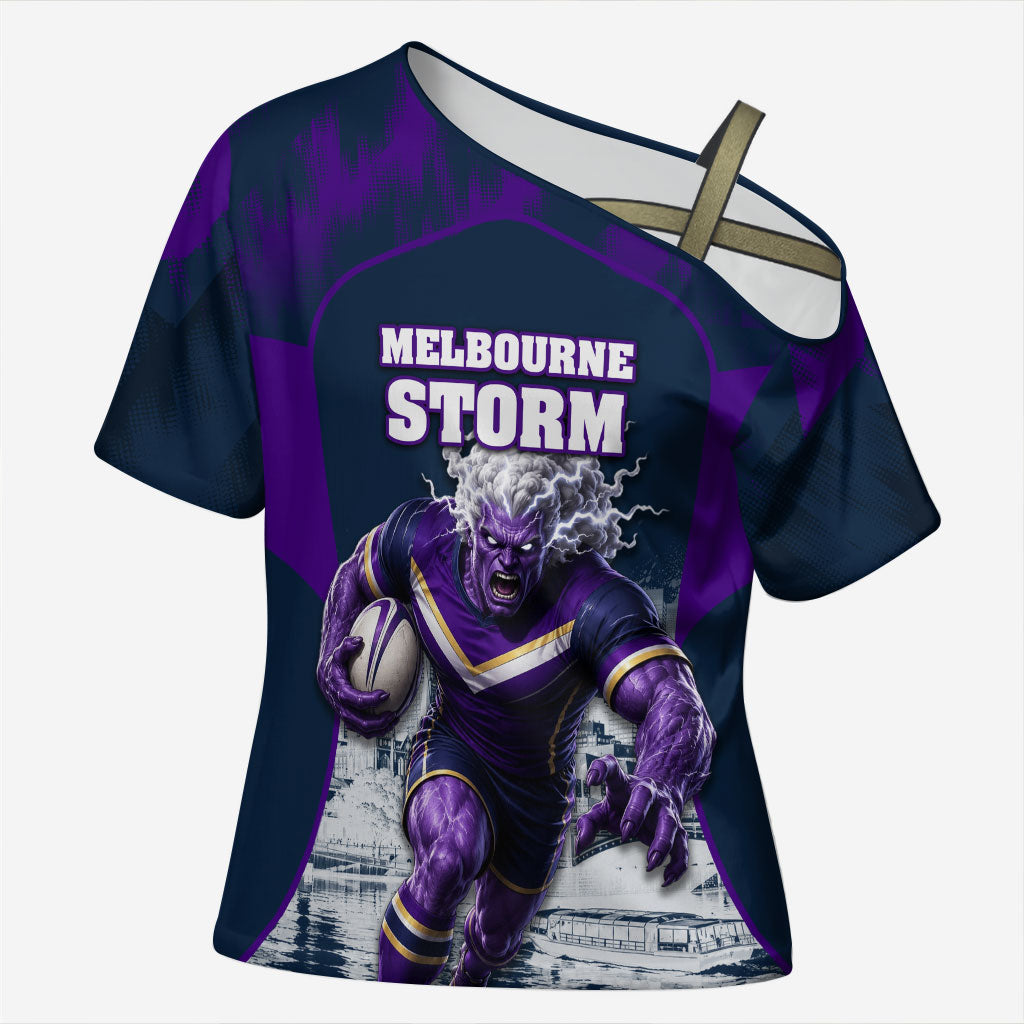 Personalised Sharks Rugby Cross Shoulder Shirt Storm Monster Mascot City Skyline 3D Graphic