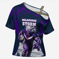 Personalised Sharks Rugby Cross Shoulder Shirt Storm Monster Mascot City Skyline 3D Graphic