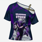 Personalised Sharks Rugby Cross Shoulder Shirt Storm Monster Mascot City Skyline 3D Graphic