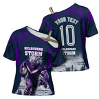 Personalised Sharks Rugby Cross Shoulder Shirt Storm Monster Mascot City Skyline 3D Graphic