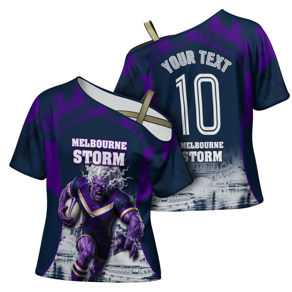 Personalised Sharks Rugby Cross Shoulder Shirt Storm Monster Mascot City Skyline 3D Graphic