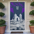 Personalised Sharks Rugby Door Cover Storm Monster Mascot City Skyline 3D Graphic