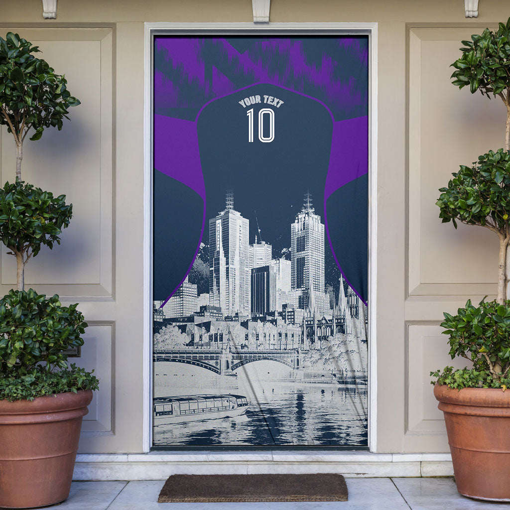 Personalised Sharks Rugby Door Cover Storm Monster Mascot City Skyline 3D Graphic