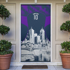 Personalised Sharks Rugby Door Cover Storm Monster Mascot City Skyline 3D Graphic
