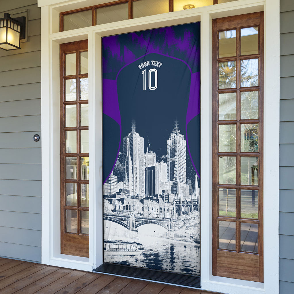 Personalised Sharks Rugby Door Cover Storm Monster Mascot City Skyline 3D Graphic
