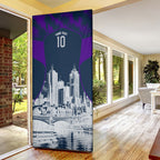 Personalised Sharks Rugby Door Cover Storm Monster Mascot City Skyline 3D Graphic
