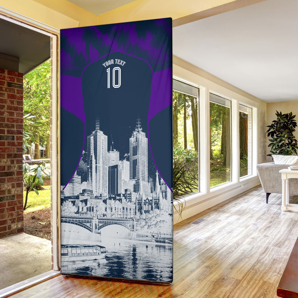Personalised Sharks Rugby Door Cover Storm Monster Mascot City Skyline 3D Graphic