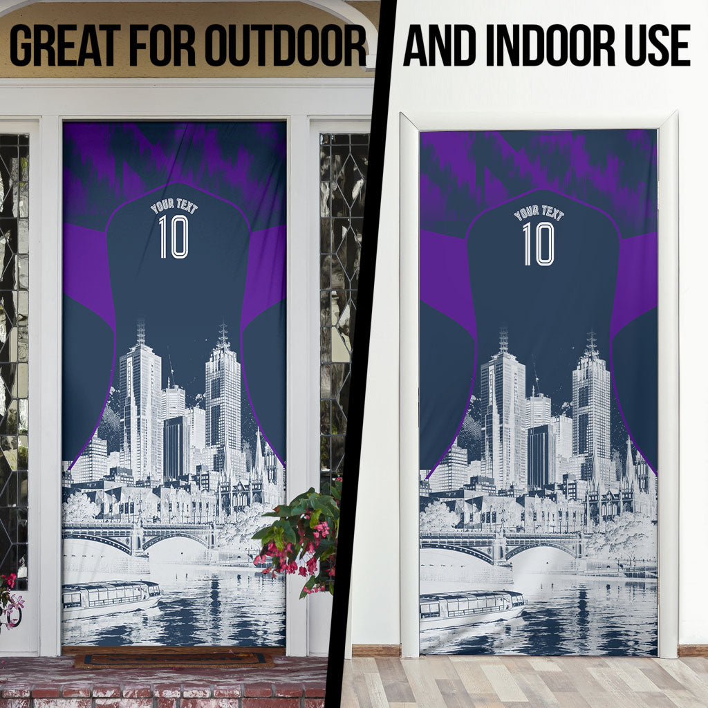 Personalised Sharks Rugby Door Cover Storm Monster Mascot City Skyline 3D Graphic