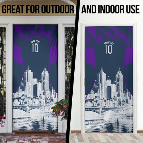 Personalised Sharks Rugby Door Cover Storm Monster Mascot City Skyline 3D Graphic