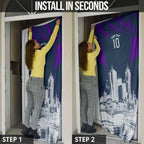 Personalised Sharks Rugby Door Cover Storm Monster Mascot City Skyline 3D Graphic
