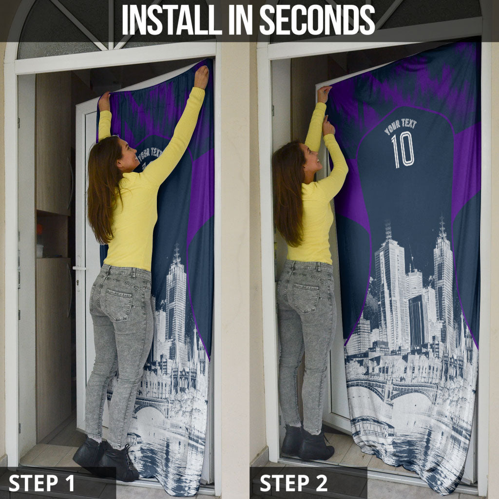 Personalised Sharks Rugby Door Cover Storm Monster Mascot City Skyline 3D Graphic