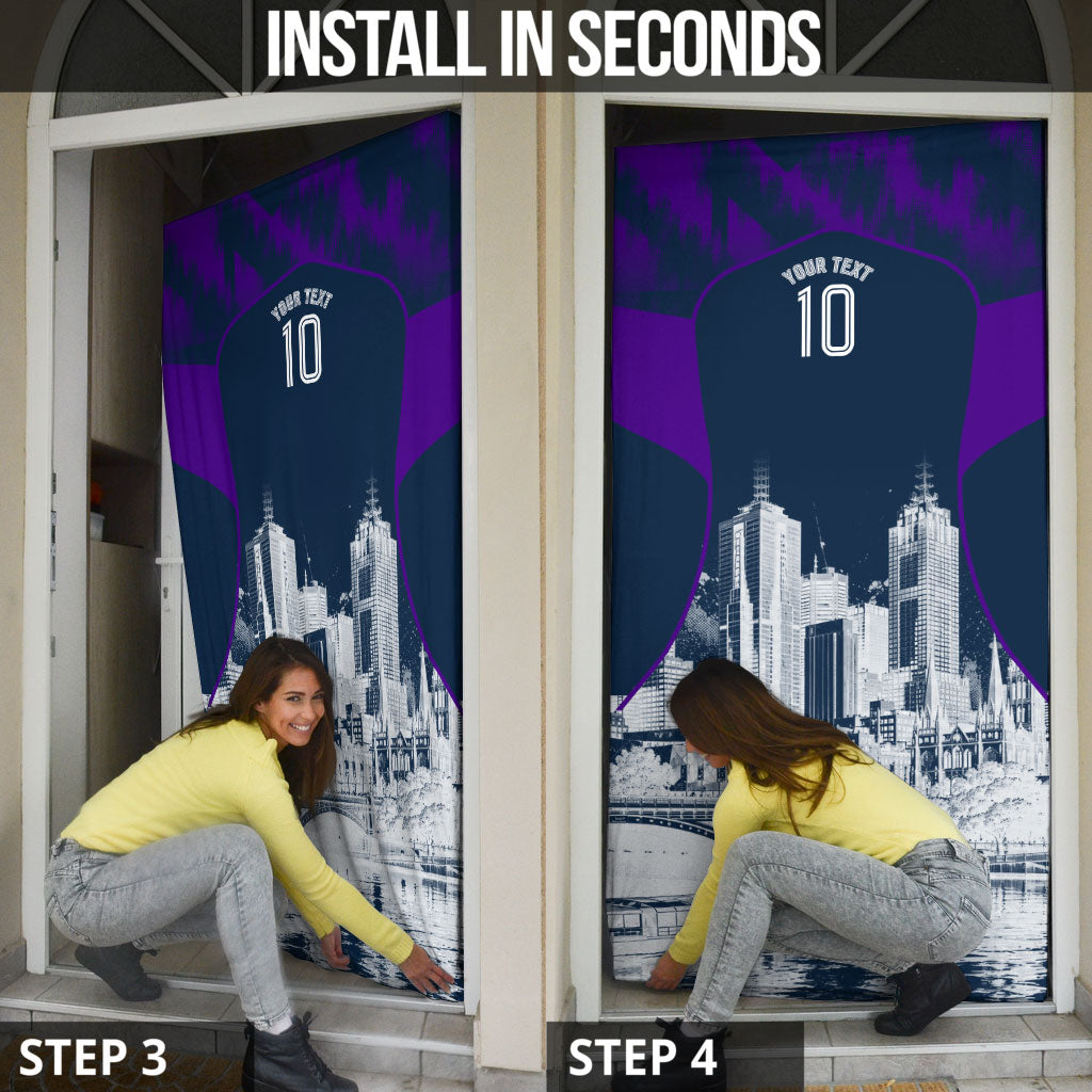 Personalised Sharks Rugby Door Cover Storm Monster Mascot City Skyline 3D Graphic