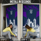 Personalised Sharks Rugby Door Cover Storm Monster Mascot City Skyline 3D Graphic