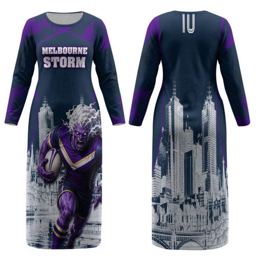 Personalised Sharks Rugby Family Matching Long Sleeve Bodycon Dress and Hawaiian Shirt Storm Monster Mascot City Skyline 3D Graphic