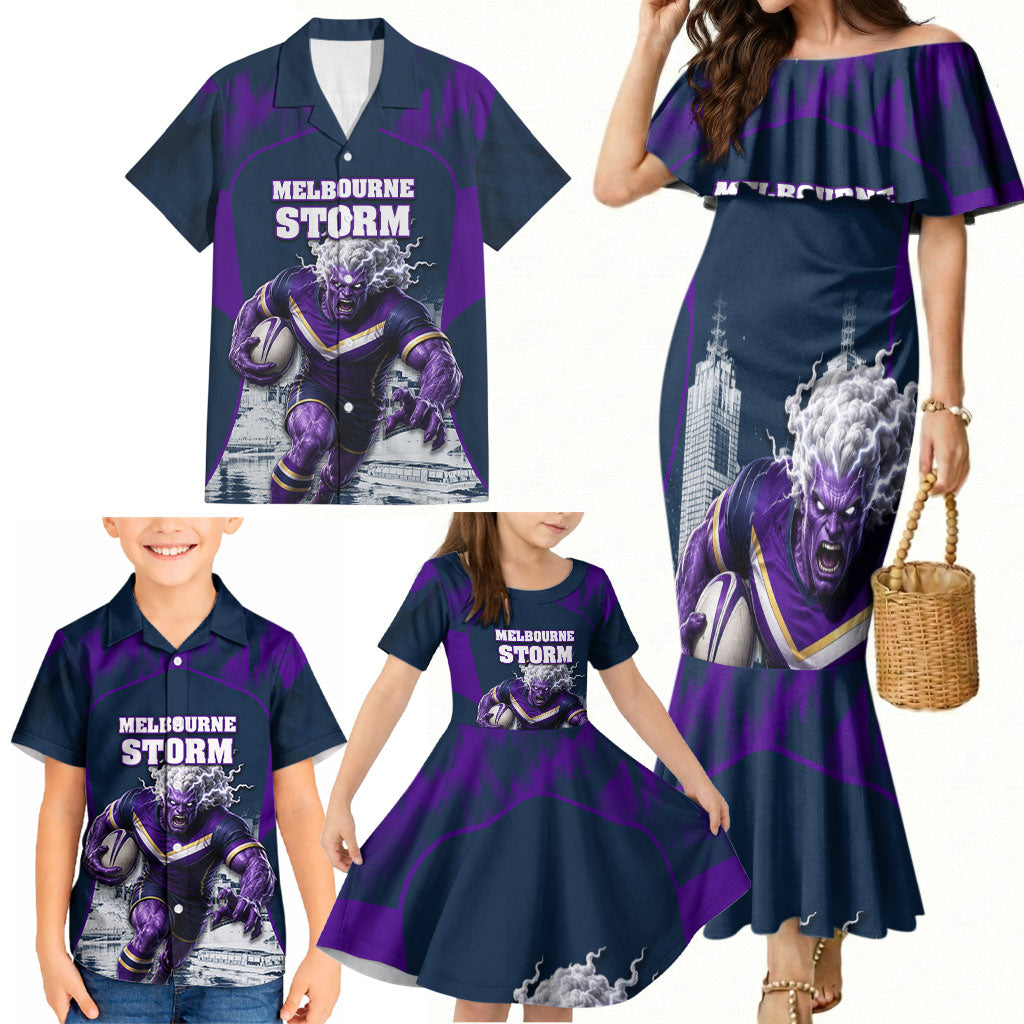 Personalised Sharks Rugby Family Matching Mermaid Dress and Hawaiian Shirt Storm Monster Mascot City Skyline 3D Graphic