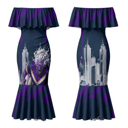 Personalised Sharks Rugby Family Matching Mermaid Dress and Hawaiian Shirt Storm Monster Mascot City Skyline 3D Graphic
