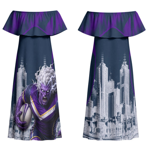 Personalised Sharks Rugby Family Matching Off Shoulder Maxi Dress and Hawaiian Shirt Storm Monster Mascot City Skyline 3D Graphic