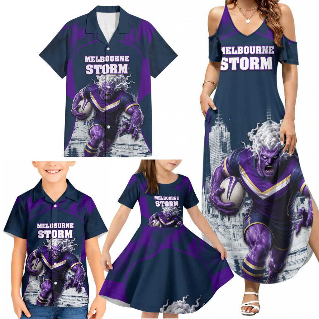 Personalised Sharks Rugby Family Matching Summer Maxi Dress and Hawaiian Shirt Storm Monster Mascot City Skyline 3D Graphic