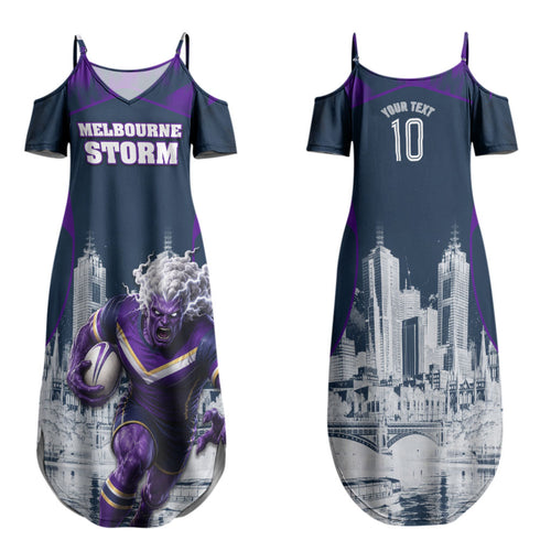 Personalised Sharks Rugby Family Matching Summer Maxi Dress and Hawaiian Shirt Storm Monster Mascot City Skyline 3D Graphic