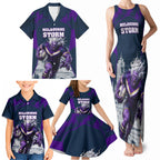 Personalised Sharks Rugby Family Matching Tank Maxi Dress and Hawaiian Shirt Storm Monster Mascot City Skyline 3D Graphic