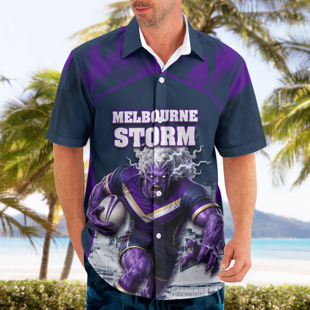 Personalised Sharks Rugby Hawaiian Shirt Storm Monster Mascot City Skyline 3D Graphic
