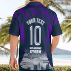 Personalised Sharks Rugby Hawaiian Shirt Storm Monster Mascot City Skyline 3D Graphic