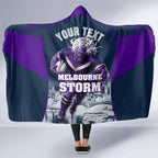 Personalised Sharks Rugby Hooded Blanket Storm Monster Mascot City Skyline 3D Graphic