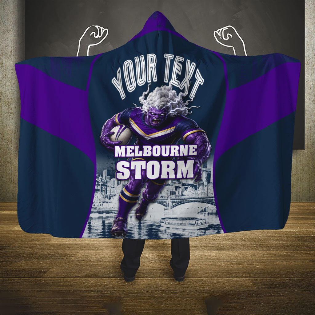 Personalised Sharks Rugby Hooded Blanket Storm Monster Mascot City Skyline 3D Graphic