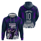 Personalised Sharks Rugby Hoodie Storm Monster Mascot City Skyline 3D Graphic