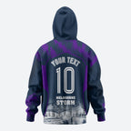 Personalised Sharks Rugby Hoodie Storm Monster Mascot City Skyline 3D Graphic