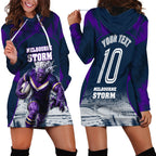 Personalised Sharks Rugby Hoodie Dress Storm Monster Mascot City Skyline 3D Graphic
