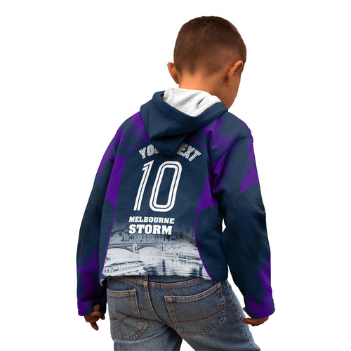 Personalised Sharks Rugby Kid Hoodie Storm Monster Mascot City Skyline 3D Graphic