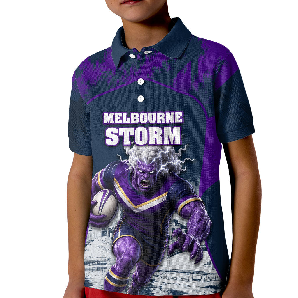 Personalised Sharks Rugby Kid Polo Shirt Storm Monster Mascot City Skyline 3D Graphic