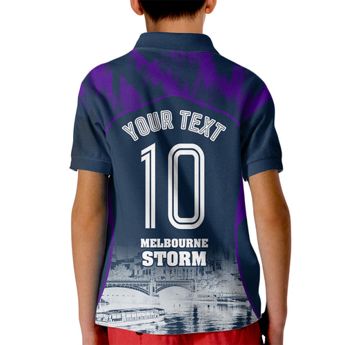 Personalised Sharks Rugby Kid Polo Shirt Storm Monster Mascot City Skyline 3D Graphic
