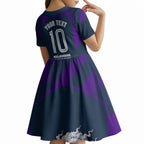 Personalised Sharks Rugby Kid Short Sleeve Dress Storm Monster Mascot City Skyline 3D Graphic