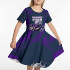 Personalised Sharks Rugby Kid Short Sleeve Dress Storm Monster Mascot City Skyline 3D Graphic