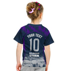 Personalised Sharks Rugby Kid T Shirt Storm Monster Mascot City Skyline 3D Graphic