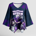 Personalised Sharks Rugby Kimono Sleeve Blouse Storm Monster Mascot City Skyline 3D Graphic