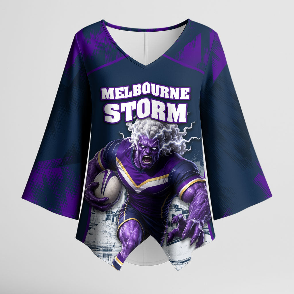 Personalised Sharks Rugby Kimono Sleeve Blouse Storm Monster Mascot City Skyline 3D Graphic