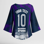 Personalised Sharks Rugby Kimono Sleeve Blouse Storm Monster Mascot City Skyline 3D Graphic