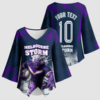 Personalised Sharks Rugby Kimono Sleeve Blouse Storm Monster Mascot City Skyline 3D Graphic