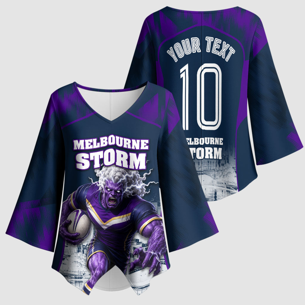 Personalised Sharks Rugby Kimono Sleeve Blouse Storm Monster Mascot City Skyline 3D Graphic